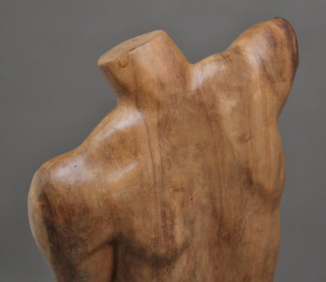 Torso femenino de tamaño natural tallado, 1930, nogal en venta en