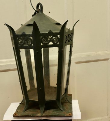 Large Gothic Iron Porch or Gate Post Lantern, 1900s for sale at Pamono
