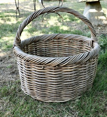 Large Antique French Wicker Bread Basket, 1900