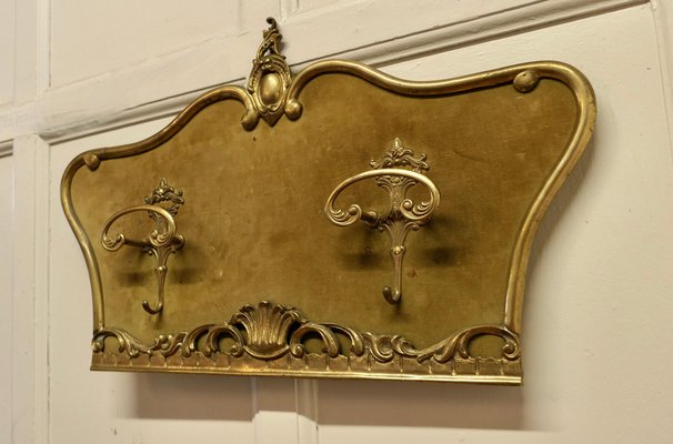 French Baroque Style Coat Hanger in Brass and Velvet, 1880 for