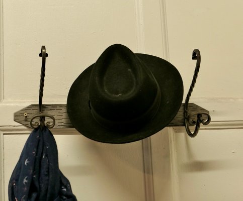 Hat and Coat Hooks in Polished Steel and Wrought Iron, 1960 for