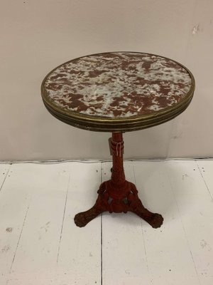 Cast Iron Bistro Table with Marble Top 1900s for sale at Pamono