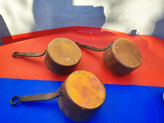 Vintage Copper Pans, 1920s, Set of 3 for sale at Pamono