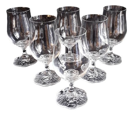 4 grands verres à eau ou à vin en cristal début 20ème siècle - France