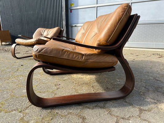 Mid-Century Danish Space Age Sofa in Leather and Rosewood, 1970s