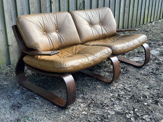 1人掛けソファ 1970s MID CENTURY LEATHER WOOD ARM CHAIR Vintage Mid Century Armchair by Z.baczyk 1970s Olive Green Durable