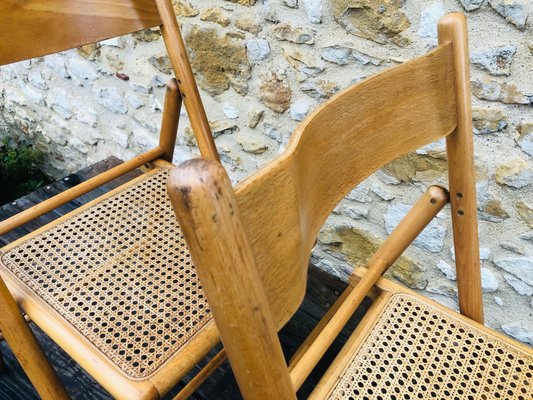 Chaise (4) - Chaises italiennes vintage en hêtre et cuir - Hêtre