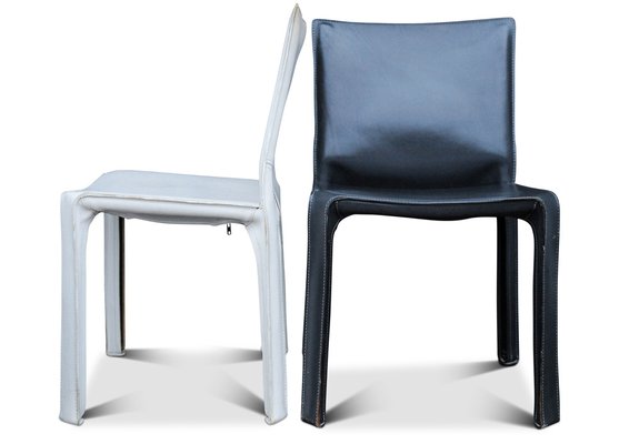 Sedie modello 412 in pelle di Mario Bellini per Cassina, Italia