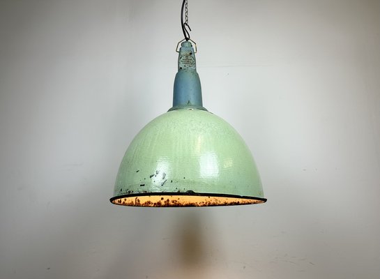 Large Industrial Soviet Green Enamel Pendant Light 1960s for sale