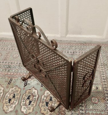 Parascintille In Ferro Battuto Per Camino 50cm - Classico Design Con Decorazione Floreale