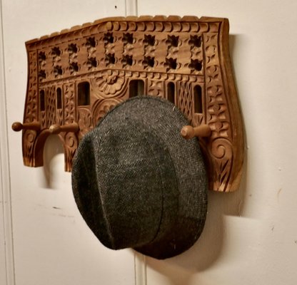 Moroccan Carved Fruitwood Coat Hat Hooks 1950s for sale at Pamono