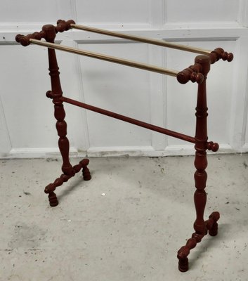 French Oak and Brass Towel Rail, 1890s for sale at Pamono