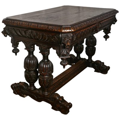 19th Century Green Man Carved Oak Hall or Centre Table, 1870s for