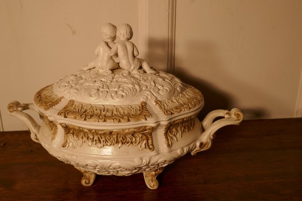 Zuppiera In Porcellana Lubeck Con Coperchio - 1 Litro, Decorazione Filo Oro, Classica - Foto 6