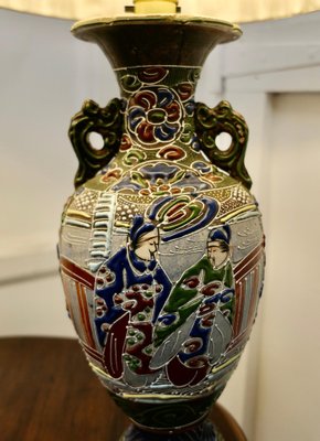 Large Japanese Satsuma Lamps, 1920s, Set of 2 for sale at Pamono