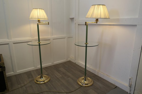 Vintage floor lamp on sale with glass table