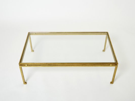 Glass Top Gilt Brass Coffee Table by Maison Ramsay Glass Top Gilt Brass Coffee Table by Maison Ramsay