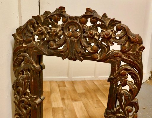 鏡家具 職人さんアンティークビンテージ carved wooden mirror 鏡家具