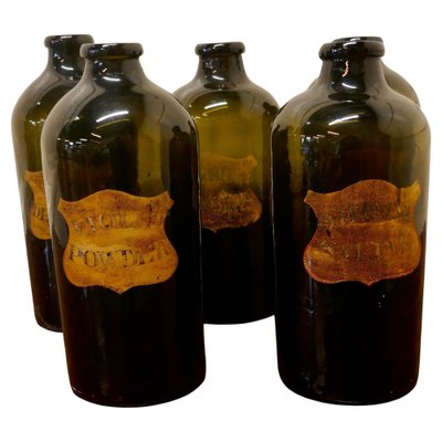 Große Apothekengläser aus Moosgrünem Glas, 1850er, 5 . Set bei Pamono kaufen