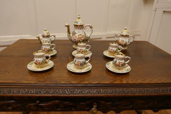 20th Century Capodimonte Coffee Set, 1960s, Set of 15 for sale at