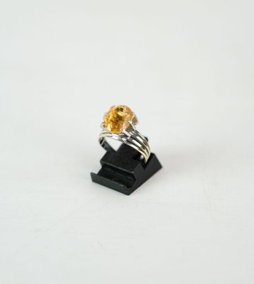 Anillo de oro de 14 kilates con piedra citrina naranja en venta en