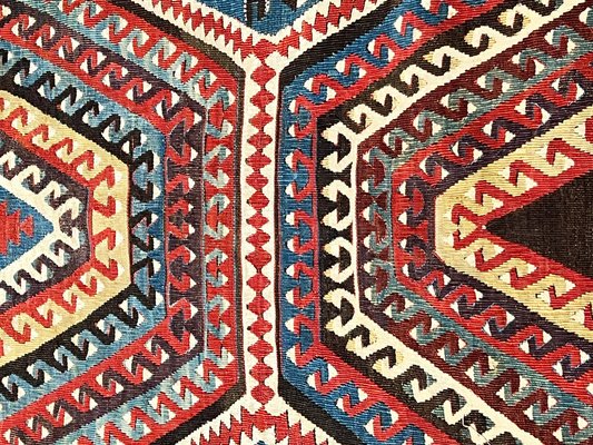 Turkish Kilim Konia Rug Decorated with Rams Horn, 1880s for sale