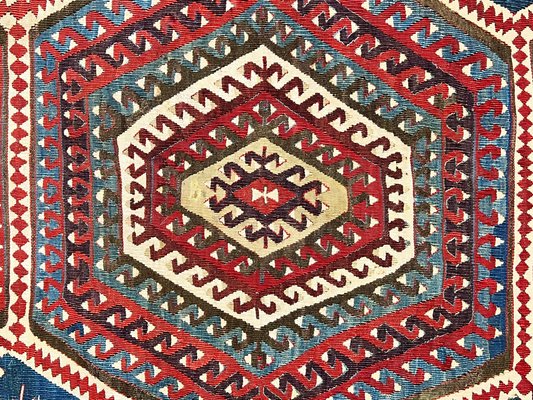 Turkish Kilim Konia Rug Decorated with Rams Horn, 1880s for sale