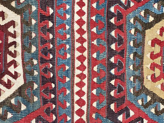 Turkish Kilim Konia Rug Decorated with Rams Horn, 1880s for sale