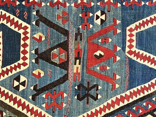 Turkish Kilim Konia Rug Decorated with Rams Horn, 1880s for sale