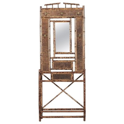 Verspiegelte englische Garderobe aus Bambus, 1870er bei Pamono kaufen
