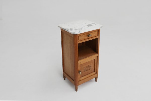 Art Deco Nightstand in Wood and Marble 1930s