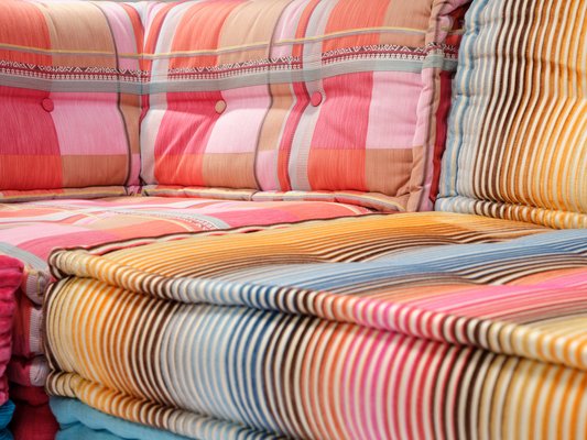 Postmodern Mah Jong Modular Sofa in Missoni Kenzo by Hans Hopfer for Roche Bobois France 2000s Set of 11