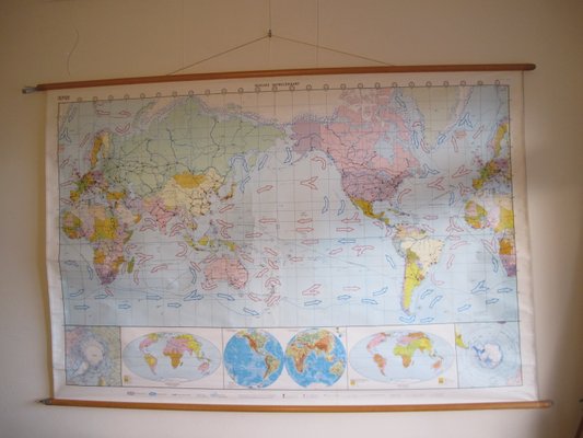 Vintage Large New World School Map