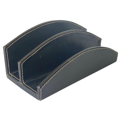 Jacques Adnet Saddle Leather Desk In/Out Tray Organizer Jacques Adnet Saddle Leather Desk In/Out Tray Organizer