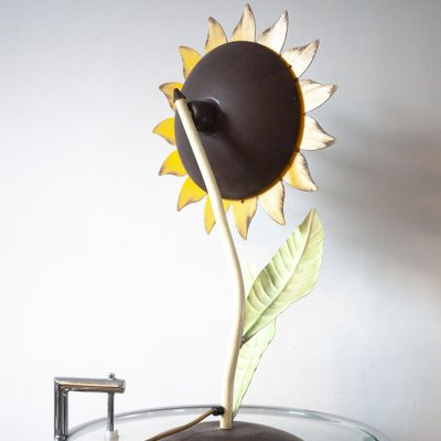 Lampe De Bureau Tournesol Mid-Century En Métal Peint, Italie