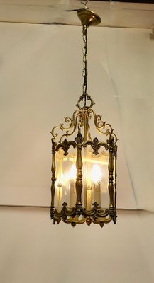 Lampada da ingresso grande rococò in ottone e vetro, Francia, 1920 in  vendita su Pamono