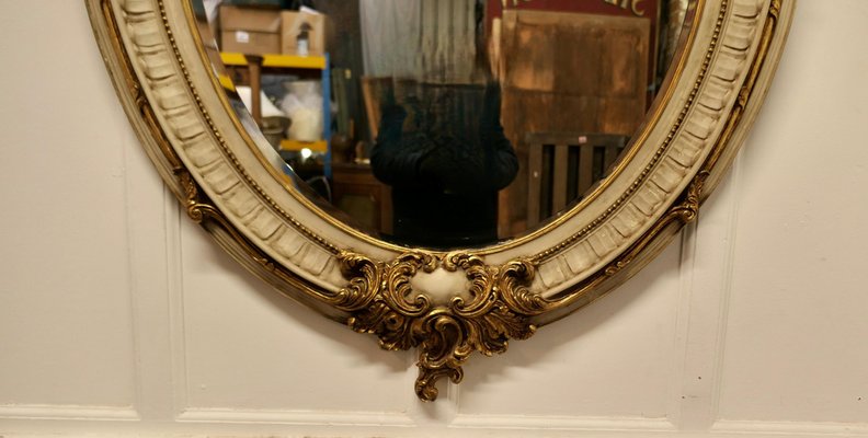 Large French Rococo Style Oval Gilt Wall Mirror, 1950 for sale at