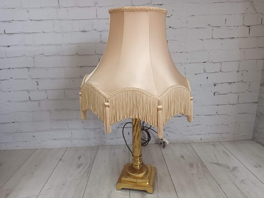 Vintage Brass Table Lamp with Tassel Fringe Lampshade, 1960s for sale at  Pamono