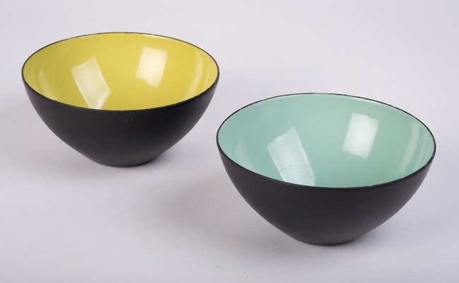 Nybro Cilla Persson Vintage ３本脚 クリスタルボウル Vintage Enameled Steel Krenit Bowls with Stand by Herbert Krenchel