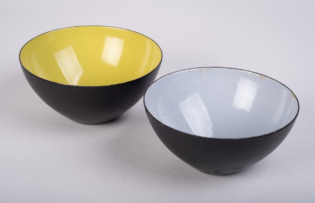 Vintage Enameled Steel Krenit Bowls with Stand by Herbert Krenchel