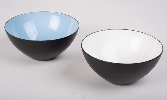 Vintage Enameled Steel Krenit Bowls with Stand by Herbert Krenchel
