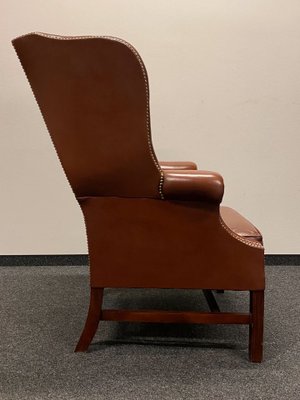 Thatcher leather wingback deals chair