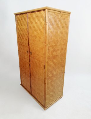 Vintage 2 Door Wardrobe in Wicker Cane Rattan and Bamboo