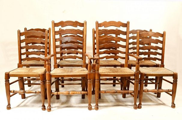 Ladderback Dining Chairs in Oak Set of 8