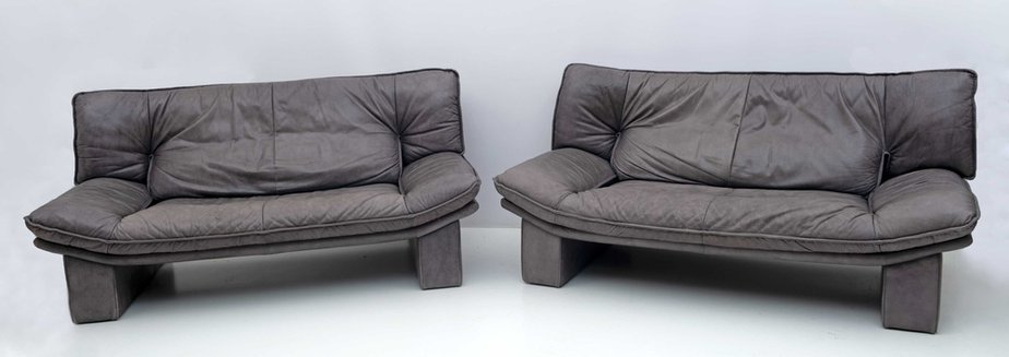 Set of Postmodern Sofa in Italian Leather by Nicoletti Salotti