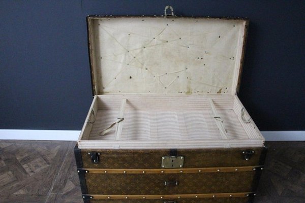 WOW !!! Louis Vuitton Steamer Trunk Monogram Canvas Antique French Luggage