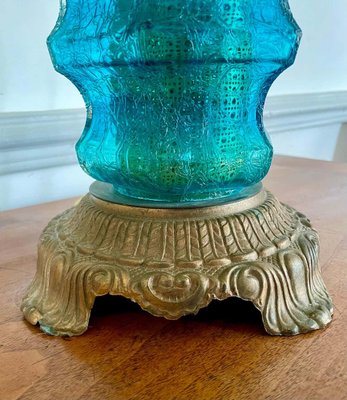 Antique blue sale glass lamps