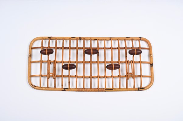 Italian Coat Rack in Bamboo Rattan attributed to Olaf Von Bohr