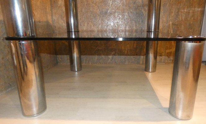 Tavolo in cristallo e acciaio di Marco Zanuso per Zanotta, Italia