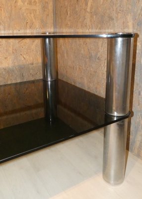 Italian Table in Crystal and Steel by Marco Zanuso for Zanotta